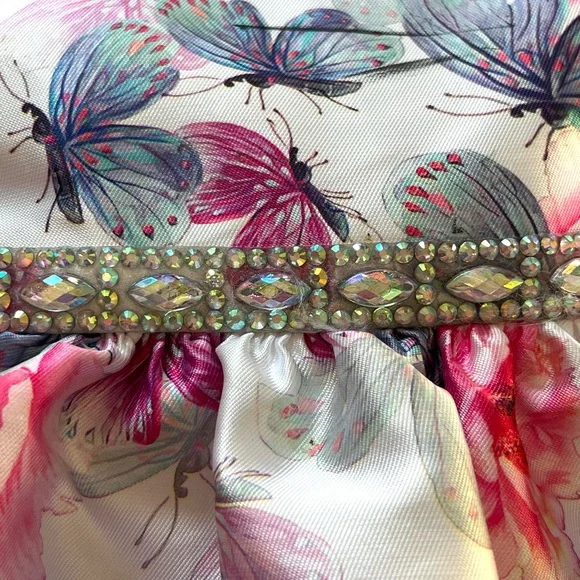 Rare Editions Floral and Butterfly Dress with Pink and Blue Accents - Picture 2 of 7